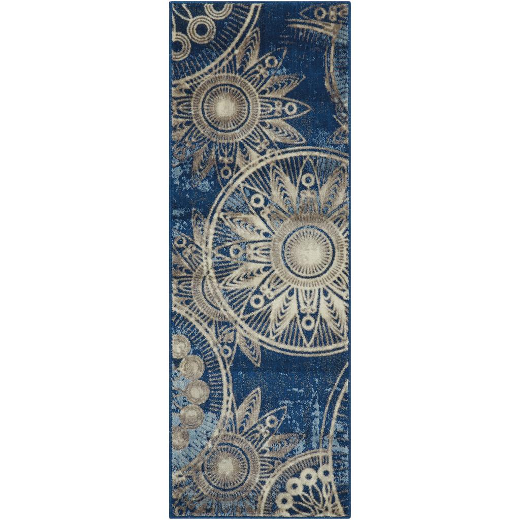 Nourison Home Somerset ST764 Blue Denim Indoor Runner - Modern Power Loomed Machine Made Medium Pile