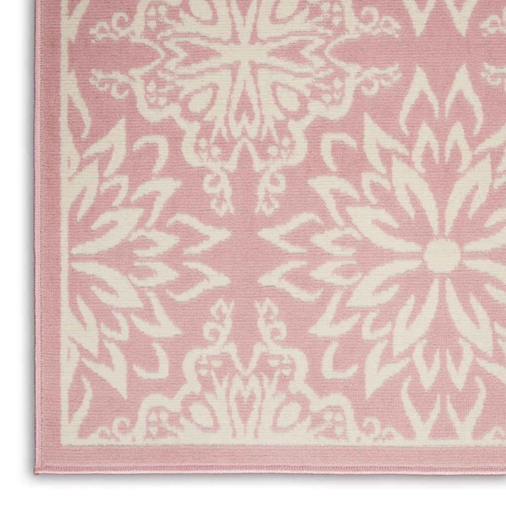 Nourison Home Jubilant JUB06 Pink Indoor Runner - Elegant Medium Pile Farmhouse Style Runner with Floral Design