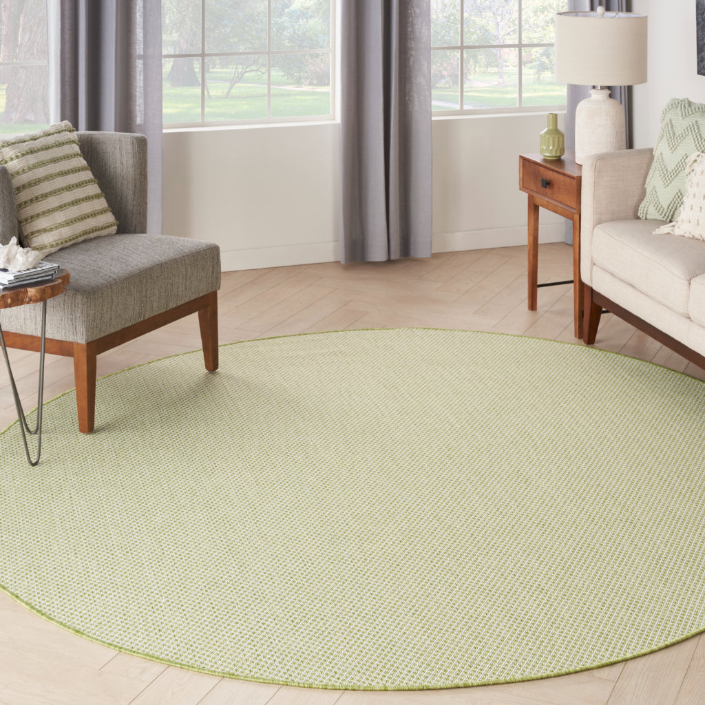 Nourison Home Courtyard COU01 Green Indoor / Outdoor Round Rug - Modern Style Power Loomed Low Pile Rug-