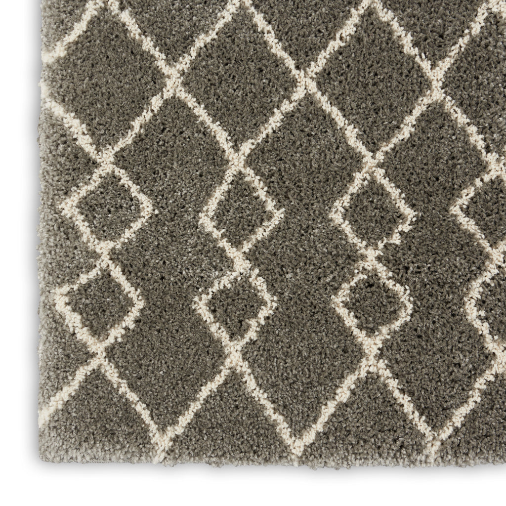 Nourison Home Geometric Shag GOS01 Gray Indoor Rectangle Area Rug - Finest High Pile Rug with Jute Backing