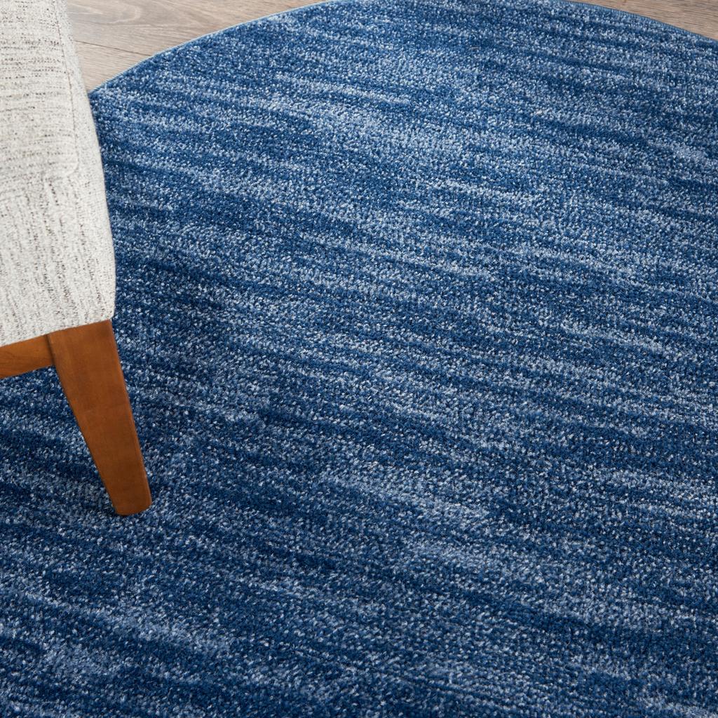 Nourison Home Nourison Essentials NRE01 Navy Blue Indoor/Outdoor Round Area Rug - Outdoor Power Loomed Machine Made Low Pile
