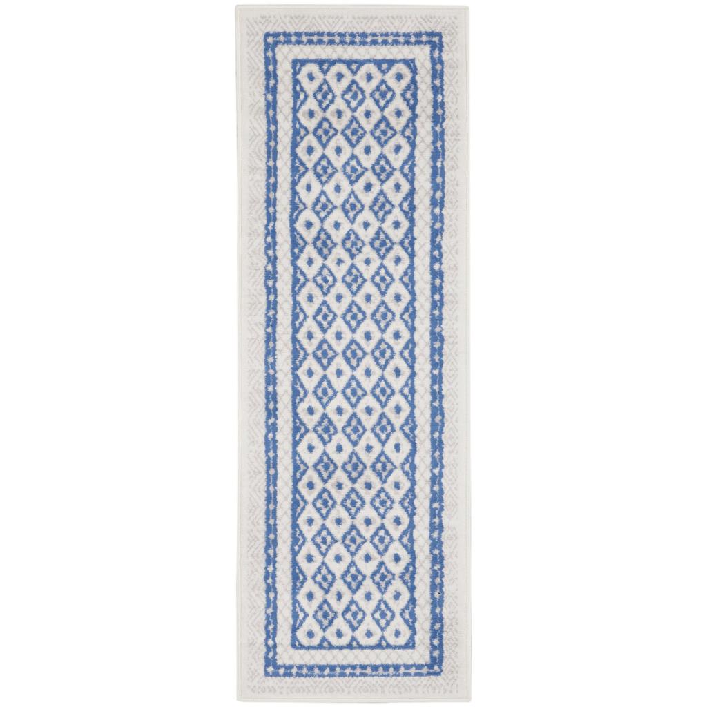 Nourison Home Whimsicle WHS13 Ivory Blue Indoor Runner - Farmhouse Power Loomed Machine Made Low Pile