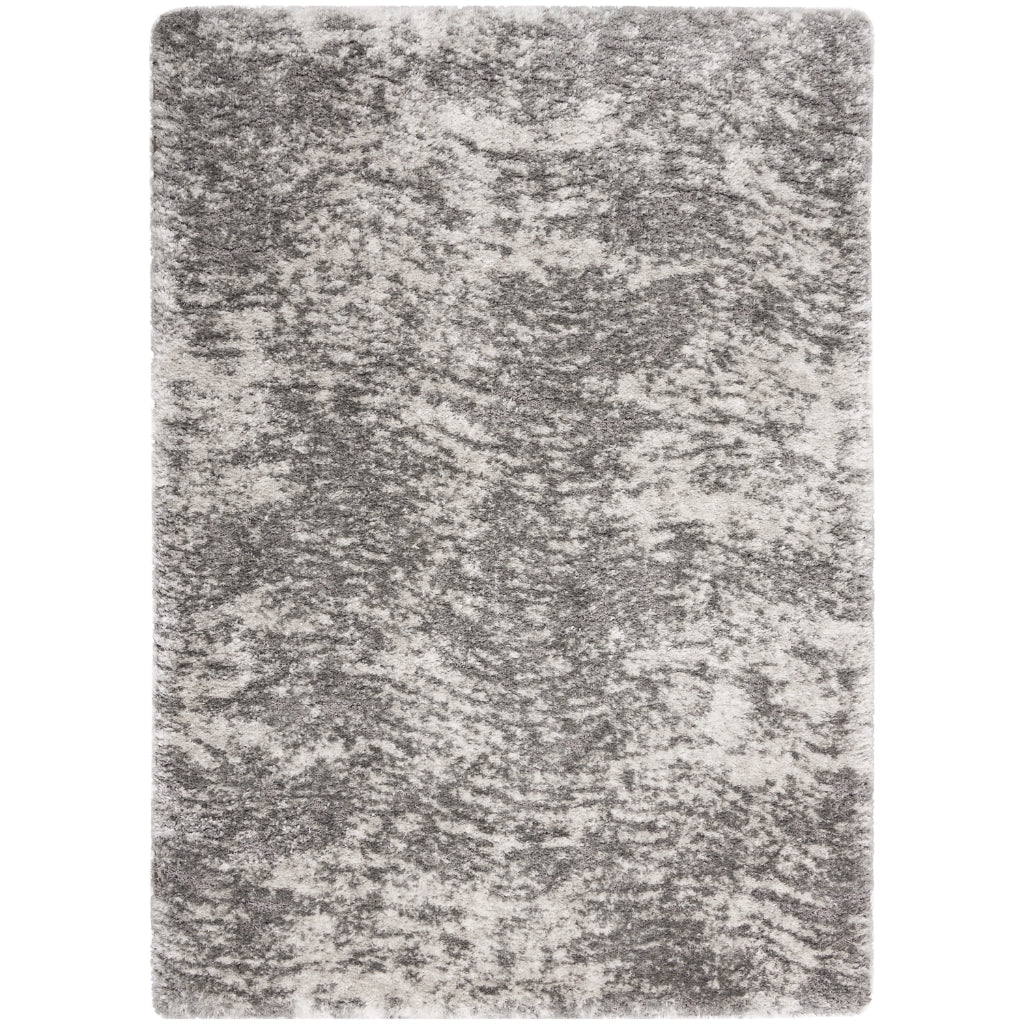 Nourison Home Dreamy Shag DRS04 Gray Indoor Rectangle Shag Rug - High Pile Abstract Rug with Jute Backing