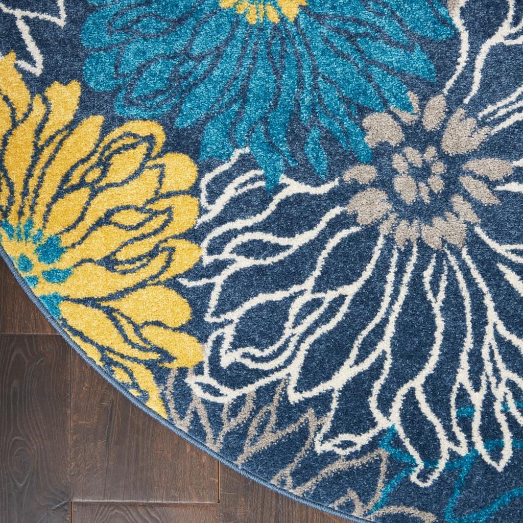 Nourison Home Passion PSN17 Blue Indoor Round Area Rug - Contemporary Power Loomed Machine Made Medium Pile