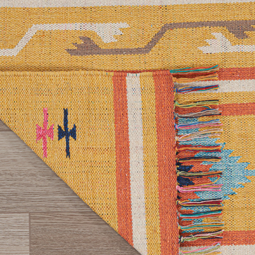 Nourison Home Baja BAJ03 Handmade Multicolor Rectangle Area Rug - Reversible Indoor Rug with Yellow Background