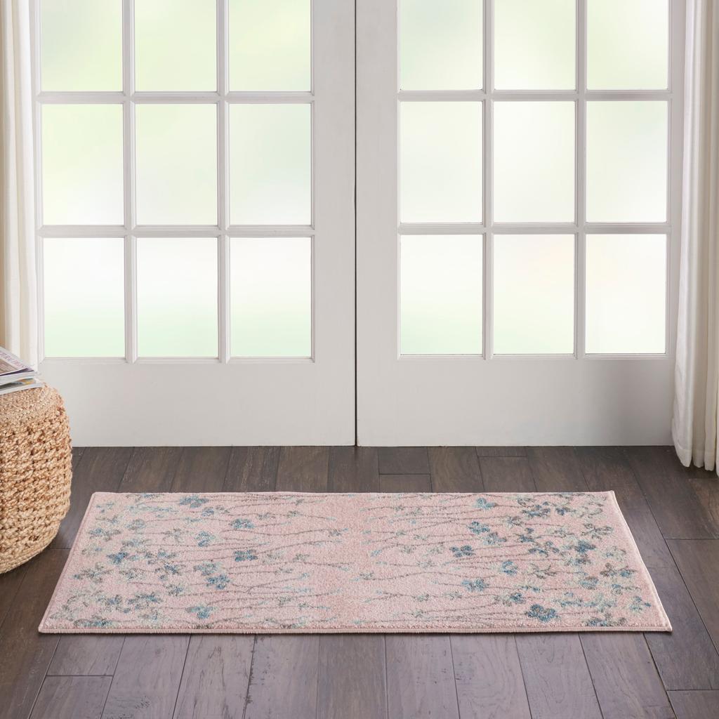Nourison Home Tranquil TRA04 Pink Indoor Rectangle Area Rug - Contemporary Power Loomed Machine Made Medium Pile