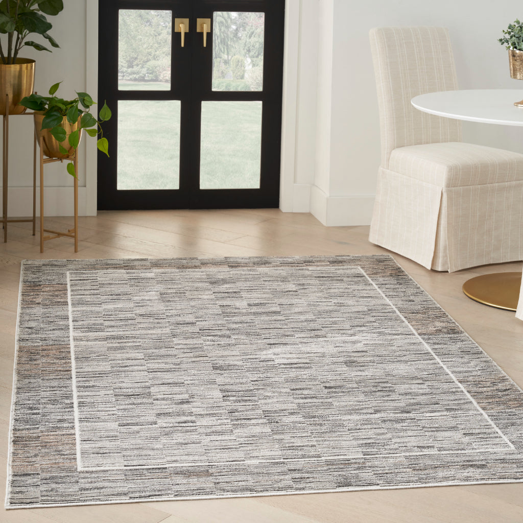 Nourison Home Desire DSR02 Two-Color Indoor Rectangle Area Rug - Power Loomed Plush Pile Rug with Black &amp; Gray Stripes