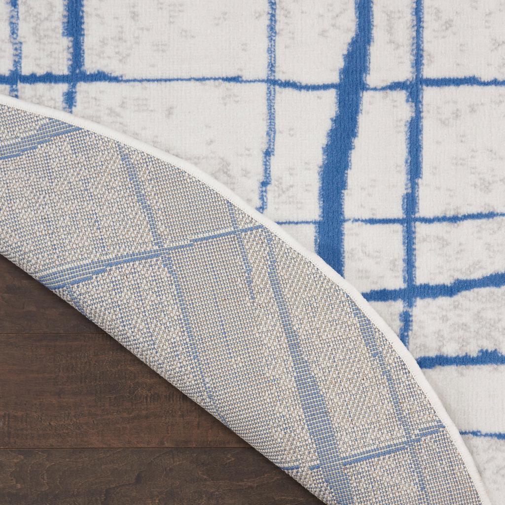 Nourison Home Whimsicle WHS09 Ivory Blue Indoor Round Area Rug - Modern Power Loomed Machine Made Low Pile