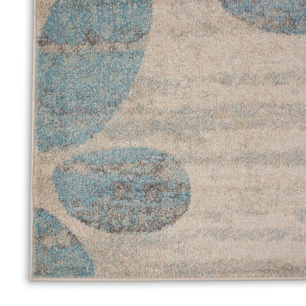 Nourison Home Tranquil TRA01 White and Blue Ivory/Light Blue Indoor Rectangle Area Rug - Farmhouse Power Loomed Machine Made Medium Pile