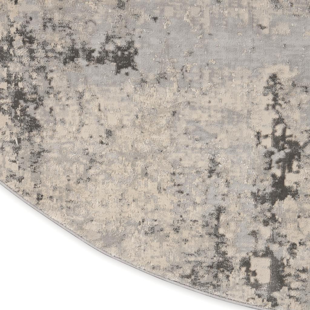 Nourison Home Rustic Textures RUS07 Grey Beige Indoor Round Area Rug - Modern Power Loomed Machine Made Medium Pile
