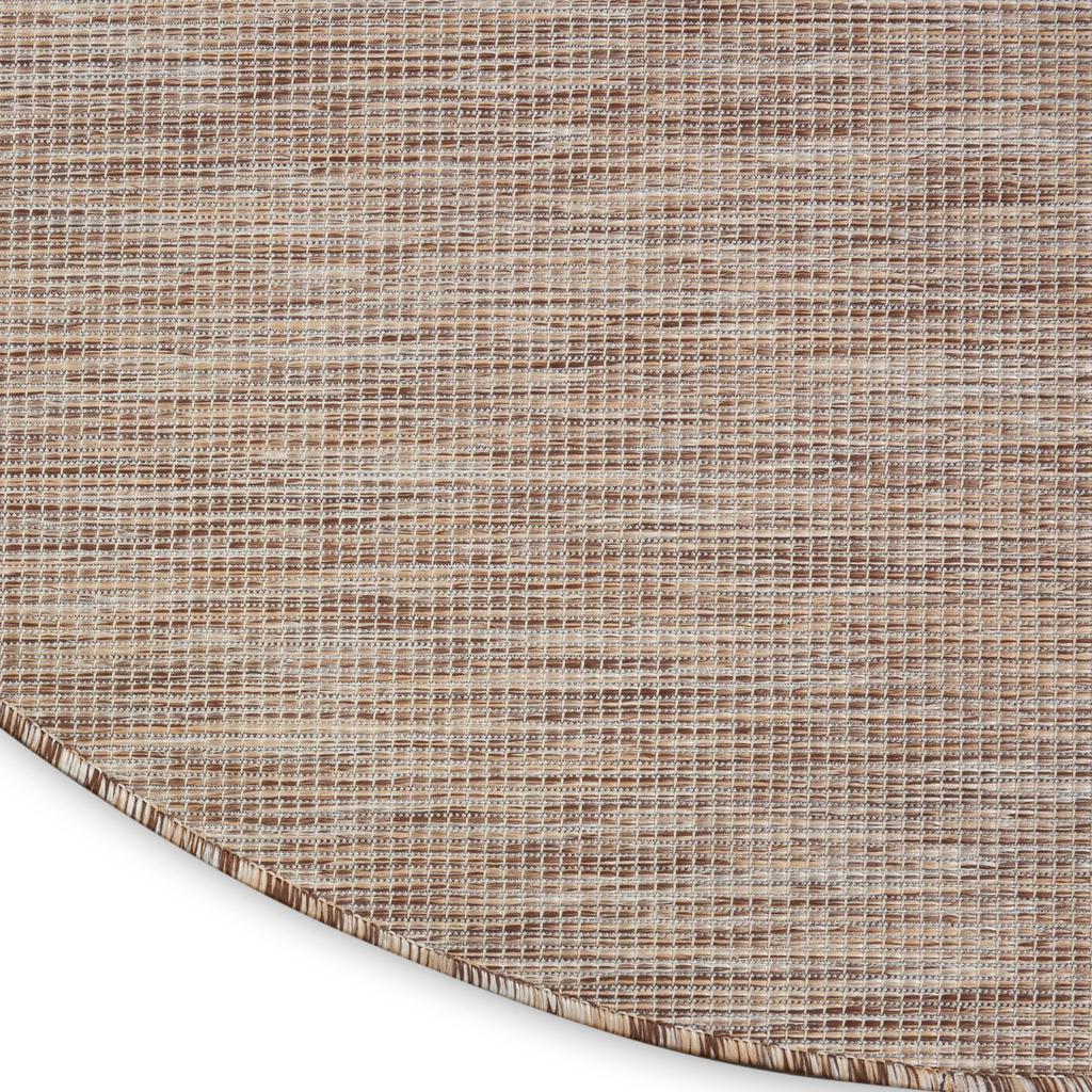 Nourison Home Positano POS01 Beige Indoor/Outdoor Round Area Rug - Modern Power Loomed Machine Made Low Pile