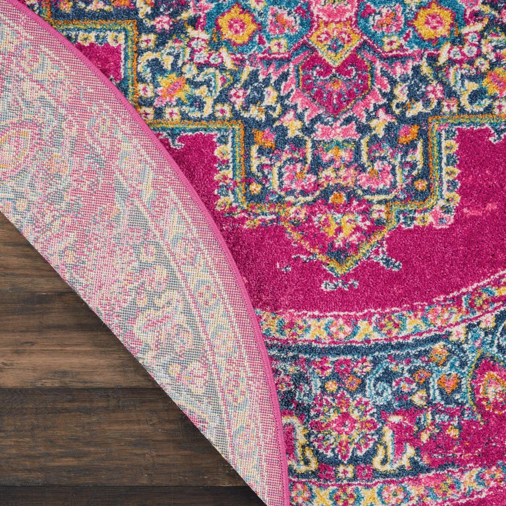 Nourison Home Passion PSN03 Pink Fuchsia Indoor Round Area Rug - Bohemian Power Loomed Machine Made Medium Pile