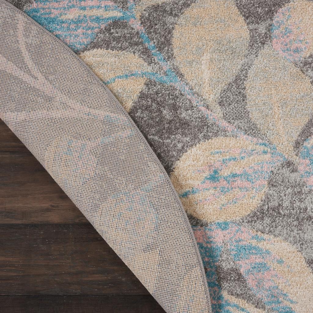 Nourison Home Tranquil TRA03 Grey Beige Indoor Round Area Rug - Farmhouse Power Loomed Machine Made Medium Pile