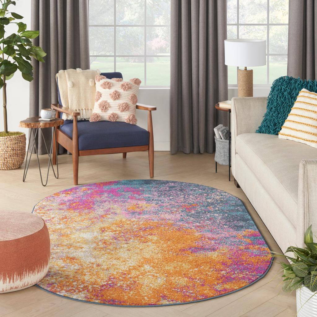 Nourison Home Passion PSN10 Multicolor Sunburst Indoor Oval Area Rug - Modern Power Loomed Machine Made Medium Pile