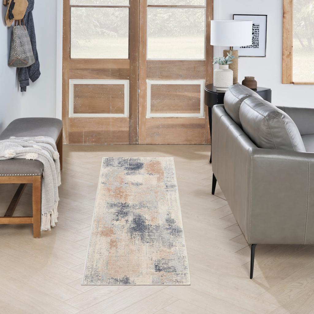 Nourison Home Rustic Textures RUS02 Beige Grey Indoor Runner - Modern Power Loomed Machine Made Medium Pile