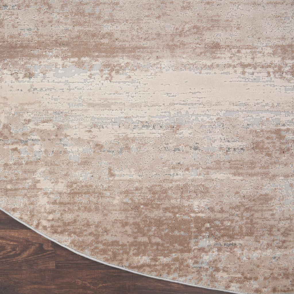 Nourison Home Rustic Textures RUS03 Beige Indoor Round Area Rug - Modern Power Loomed Machine Made Medium Pile