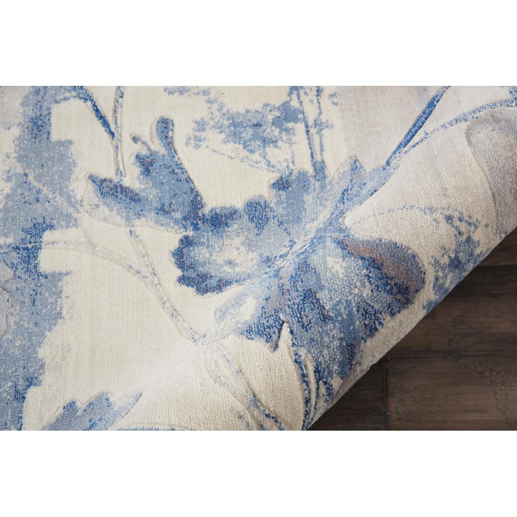 Nourison Home Somerset ST18 Ivory Blue Indoor Round Area Rug - Farmhouse Power Loomed Machine Made Medium Pile