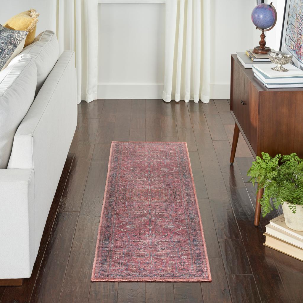 Nourison Home New Concept Washables SR102 Brick Indoor Runner - Vintage Machine Woven Machine Made Low Pile
