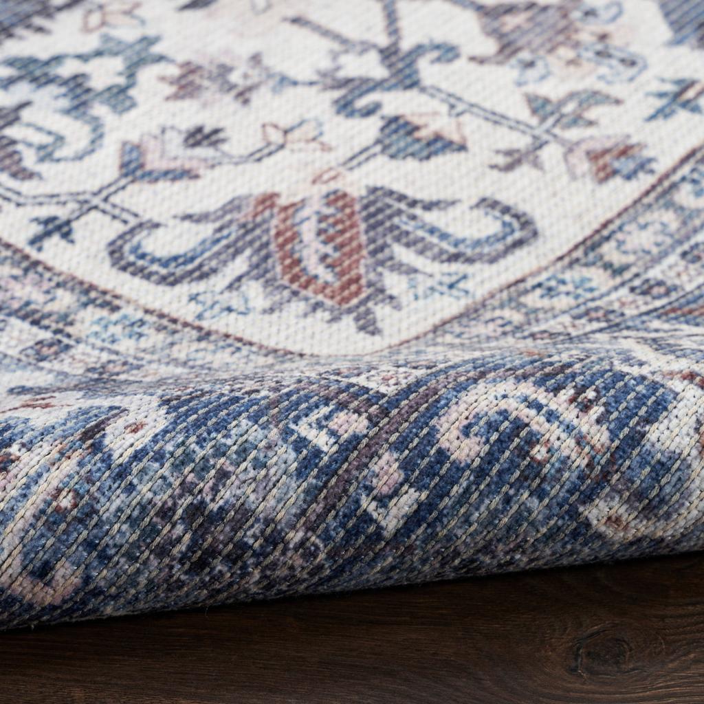 Nourison Home New Concept Washables SR104 Navy Ivory Indoor Rectangle Area Rug - Vintage Machine Woven Machine Made Low Pile