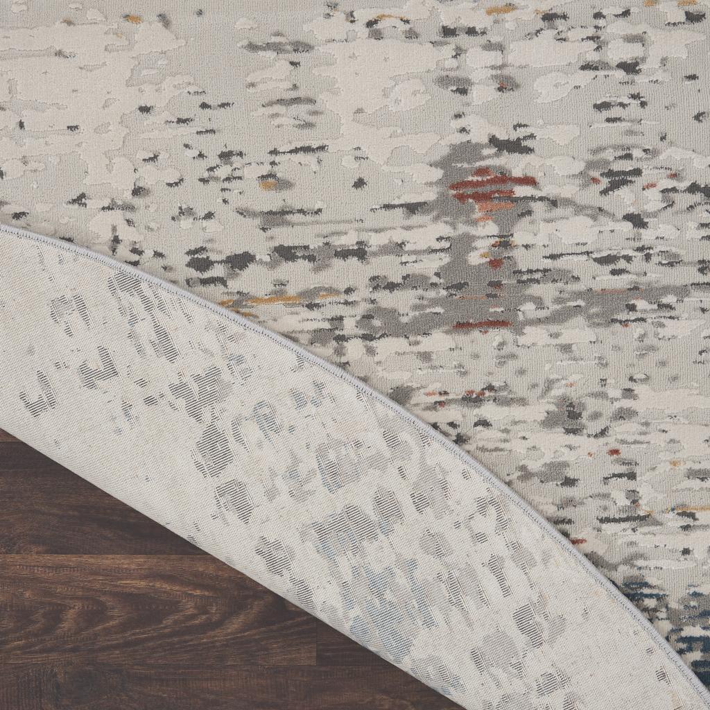 Nourison Home Rustic Textures RUS14 Light Grey Multicolor Light Grey Multi Indoor Round Area Rug - Modern Power Loomed Machine Made Medium Pile