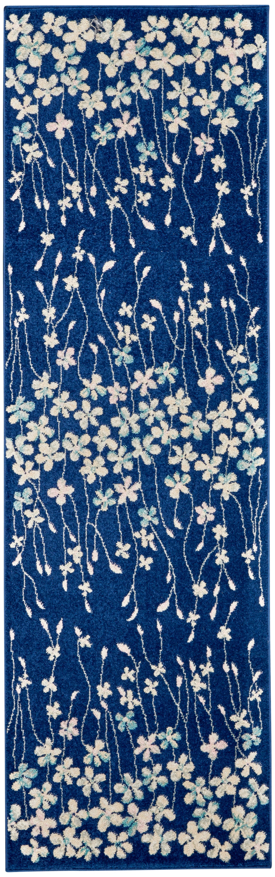 Nourison Home Tranquil TRA04 Navy Blue Navy Indoor Runner - Contemporary Power Loomed Machine Made Medium Pile