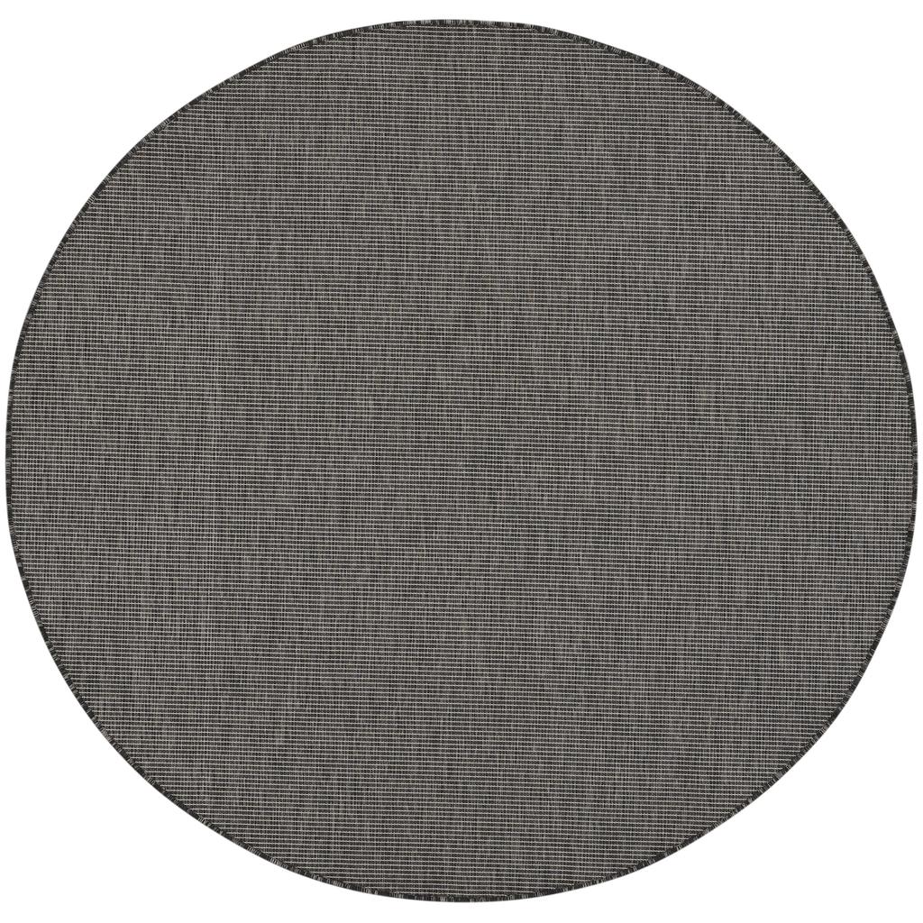 Nourison Home Positano POS01 Charcoal Indoor/Outdoor Round Area Rug - Modern Power Loomed Machine Made Low Pile