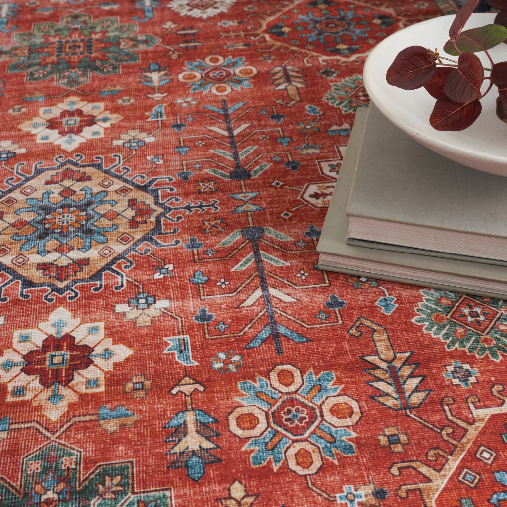 Nourison Home Fulton FUL12 Multicolor Indoor Runner - Vintage Style Flatweave Low Pile Hallway Runner with Shades of Orange