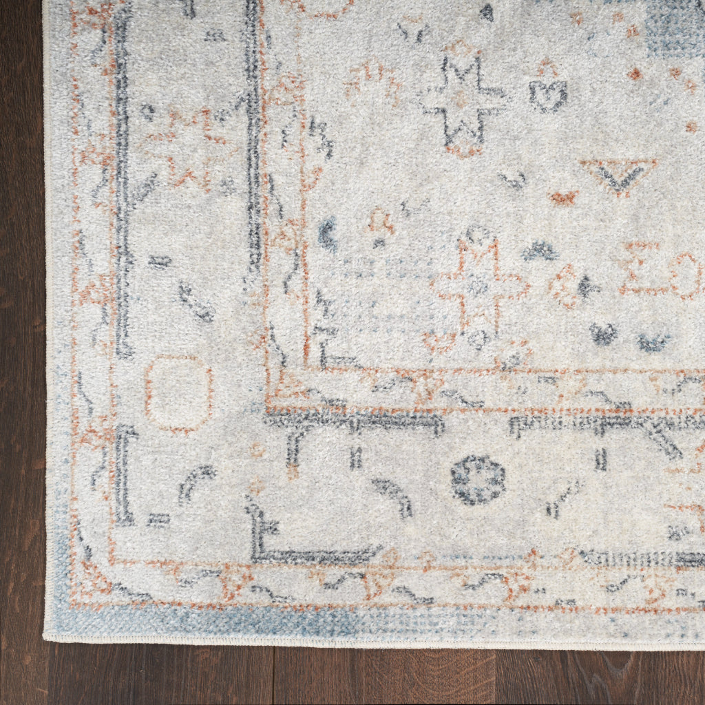Nourison Home Astra ASW11 Rectangle Multicolor Machine Washable Rug - Power Loomed Persian Rug with Faded Light Blue Medallion Pattern-
