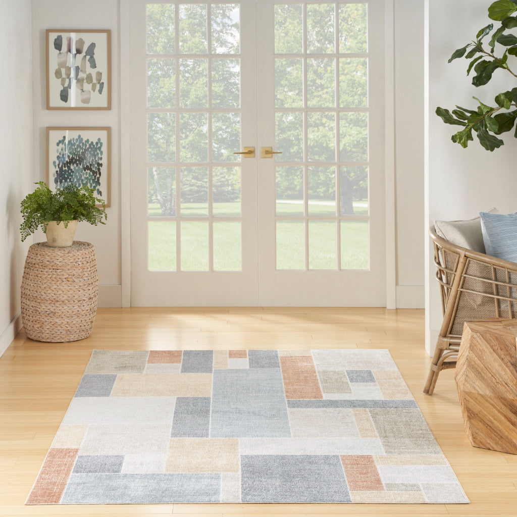 Nourison Home Astra ASW09 Rectangle Multicolor Machine Washable Rug - Power Loomed Indoor Rug-