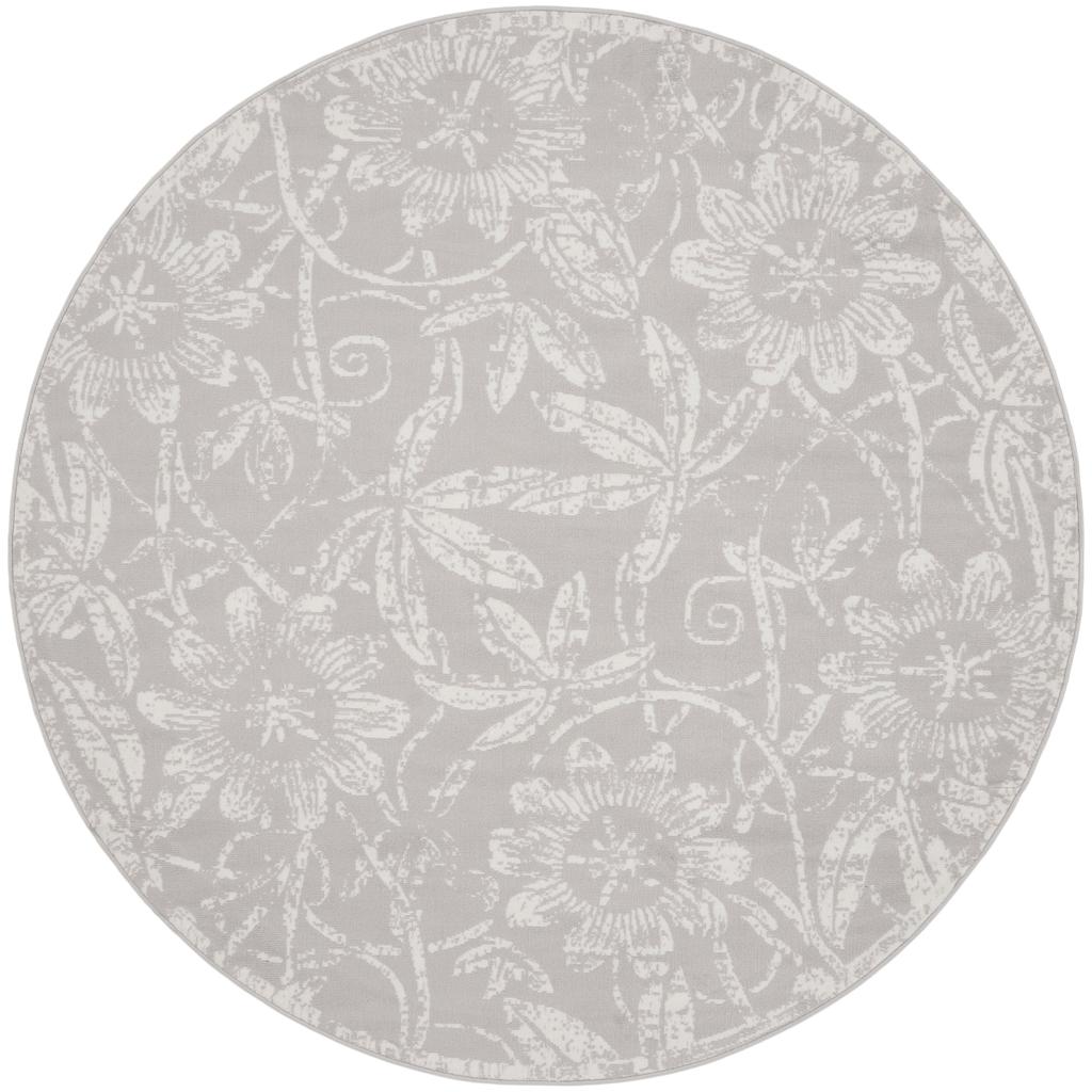 Nourison Home Whimsicle WHS05 Grey Indoor Round Area Rug - Farmhouse Power Loomed Machine Made Low Pile