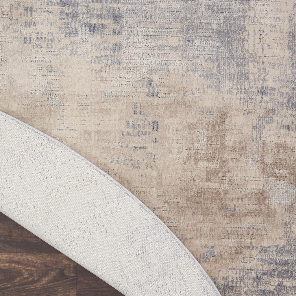 Nourison Home Rustic Textures RUS02 Beige and Grey Beige Grey Indoor Round Area Rug - Modern Power Loomed Machine Made Medium Pile