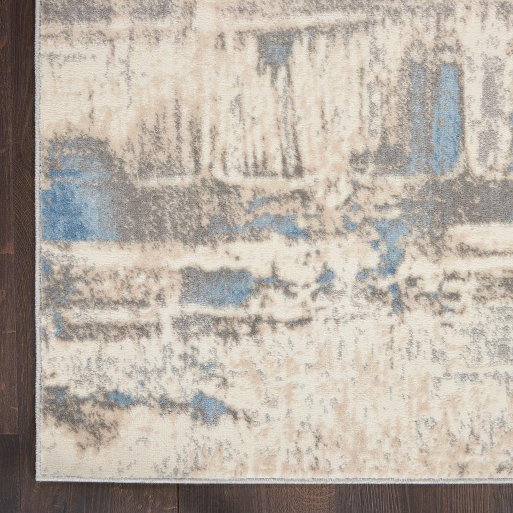 Nourison Home Solace SLA07 Ivory Grey Blue Ivory/Grey/Blue Indoor Runner - Modern Power Loomed Machine Made Low Pile