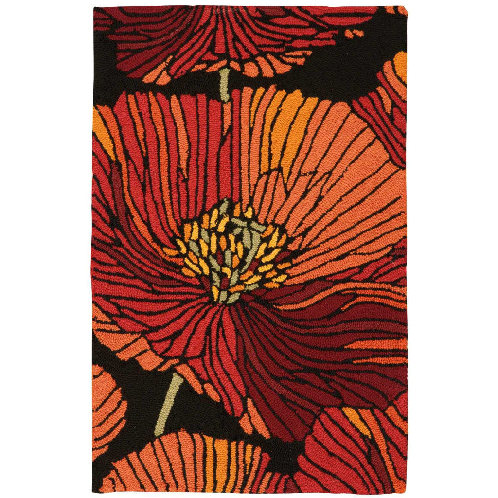 Nourison Home Fantasy FA24 Multicolor Indoor Rectangle Area Rug - Hand Hooked Medium Pile Floral Rug with Black Background-