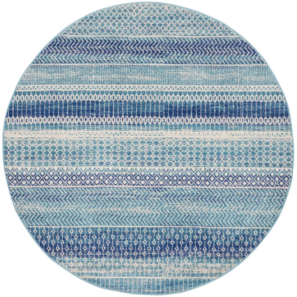 Nourison Home Passion PSN26 Navy Blue Indoor Round Area Rug - Bohemian Power Loomed Machine Made Medium Pile