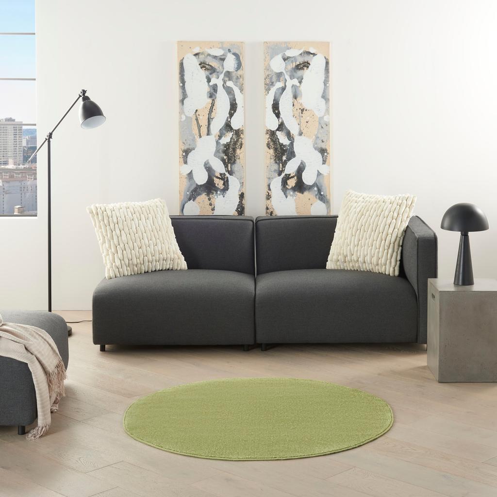 Nourison Home Nourison Essentials NRE01 Green Indoor/Outdoor Round Area Rug - Outdoor Power Loomed Machine Made Low Pile