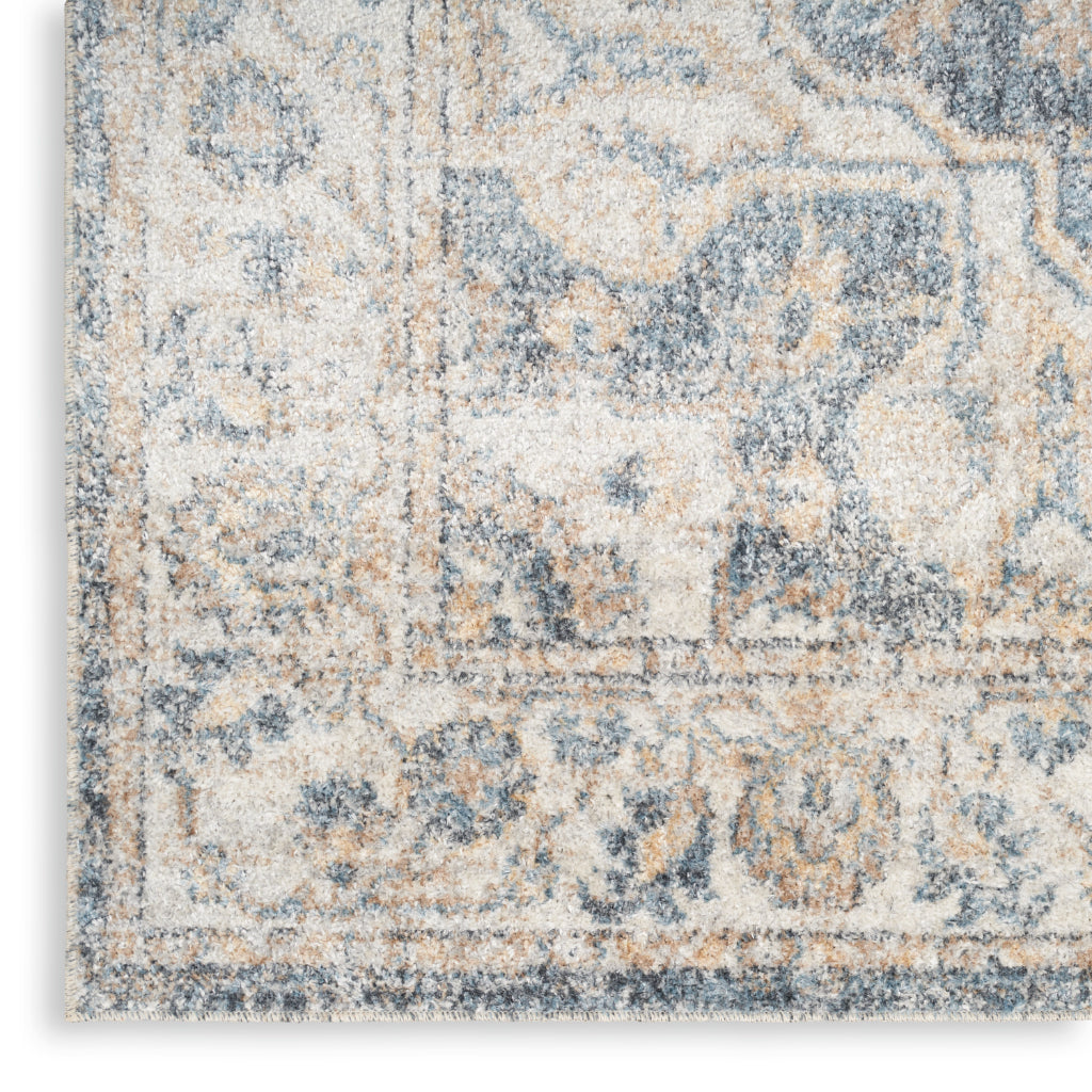 Nourison Home Astra ASW12 Rectangle Multicolor Machine Washable Rug - Power Loomed Persian Rug with Faded Gray-Blue Floral Design-