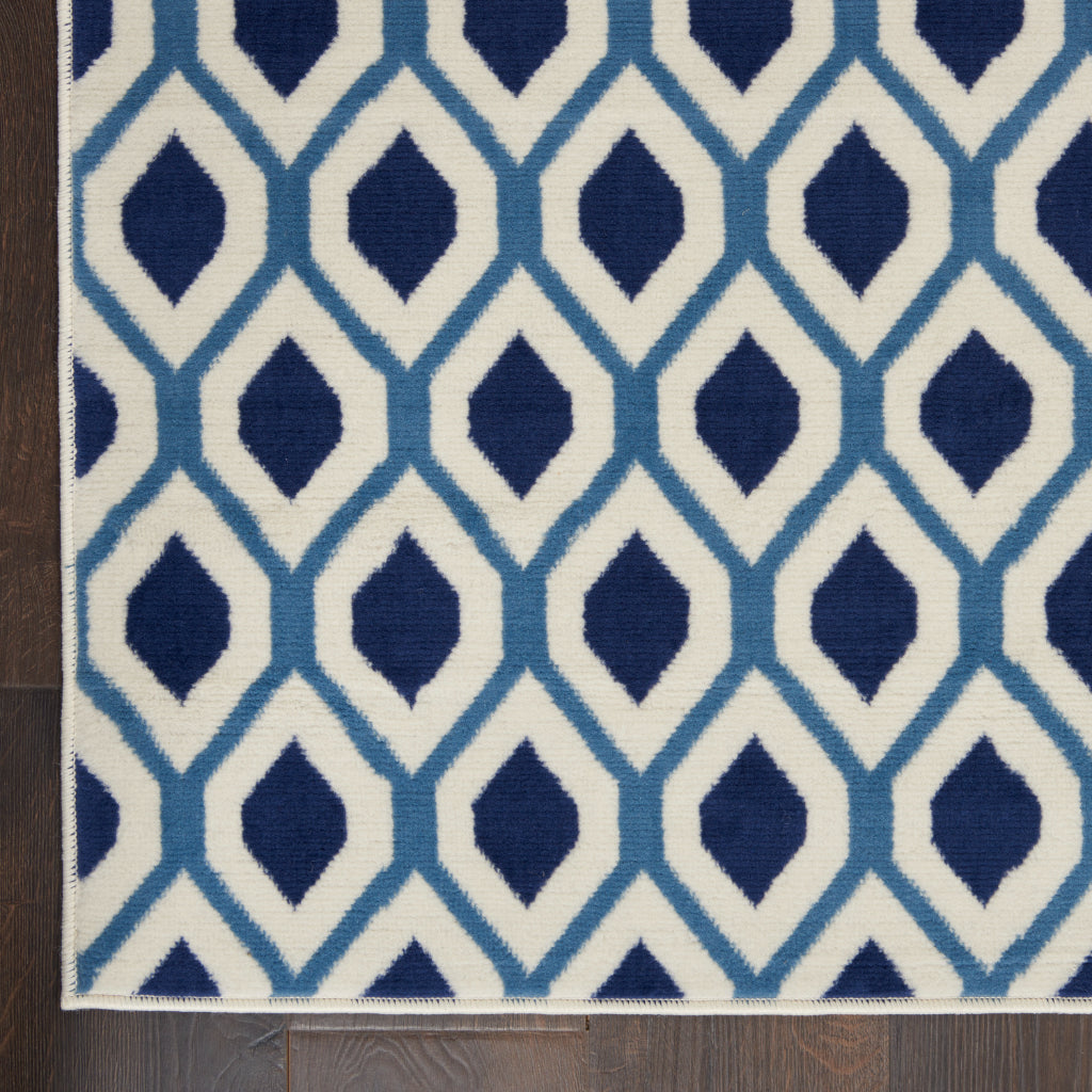 Nourison Home Grafix GRF22 White/Navy Rectangle Indoor Area Rug - Power Loomed Medium Pile Living Room Rug-