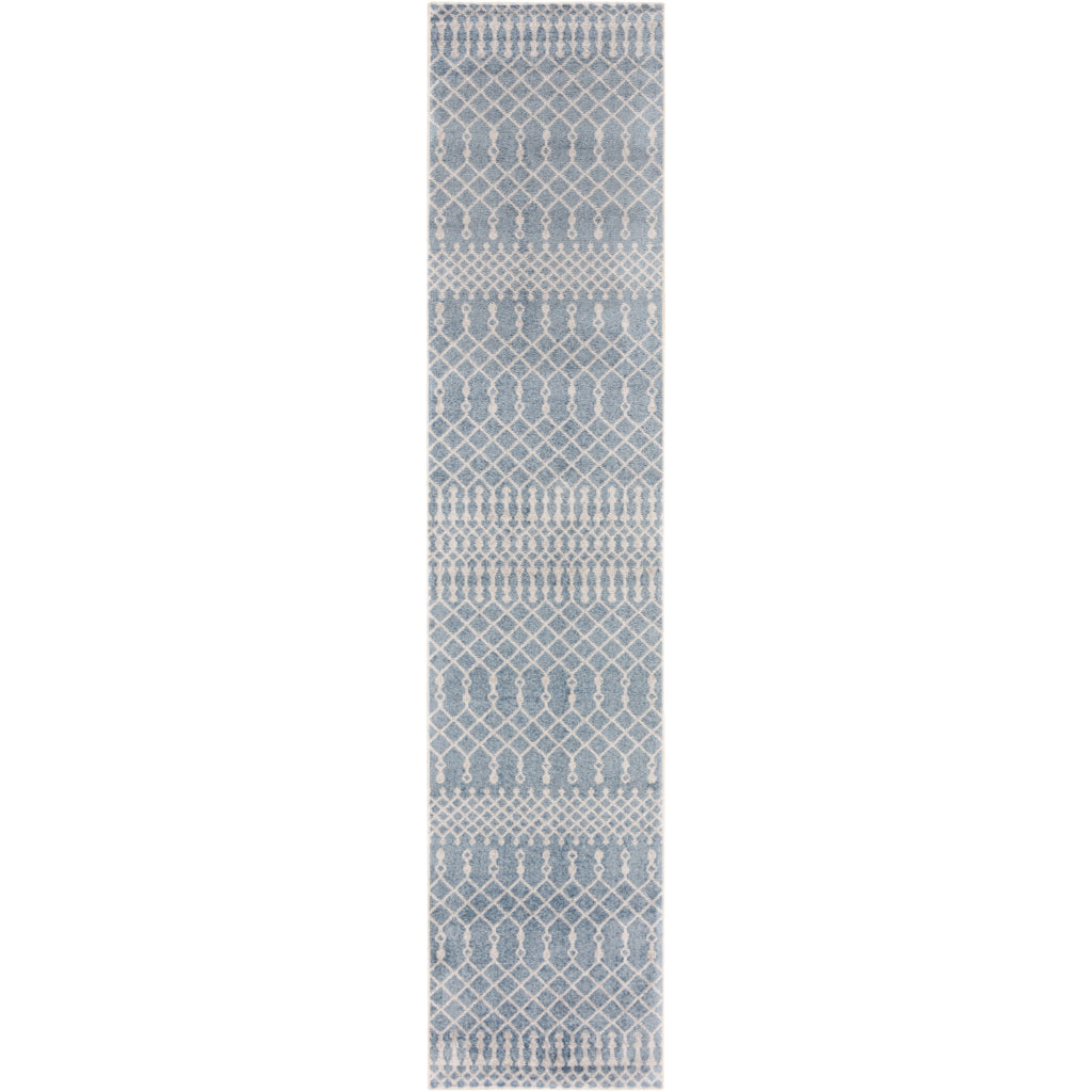 Nourison Home Astra ASW10 Blue Machine Washable Power Loomed Runner - Elegant Indoor Bohemian Runner