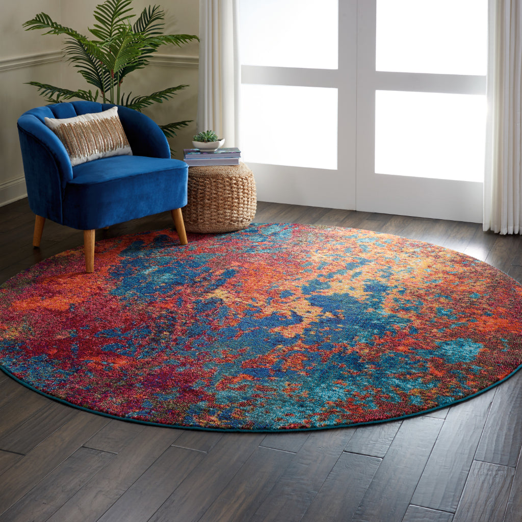 Nourison Home Celestial CES08 Multicolor Round Indoor Area Rug - Power Loomed Modern Abstract Medium Pile Rug