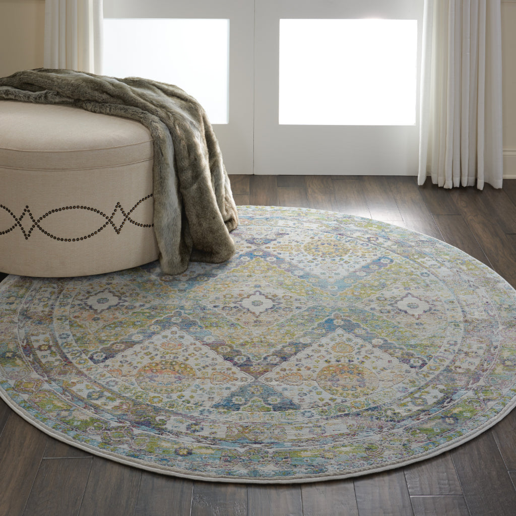 Nourison Home Global Vintage GLB07 Multicolor Indoor Round Area Rug - Medium Pile Vintage Persian Rug