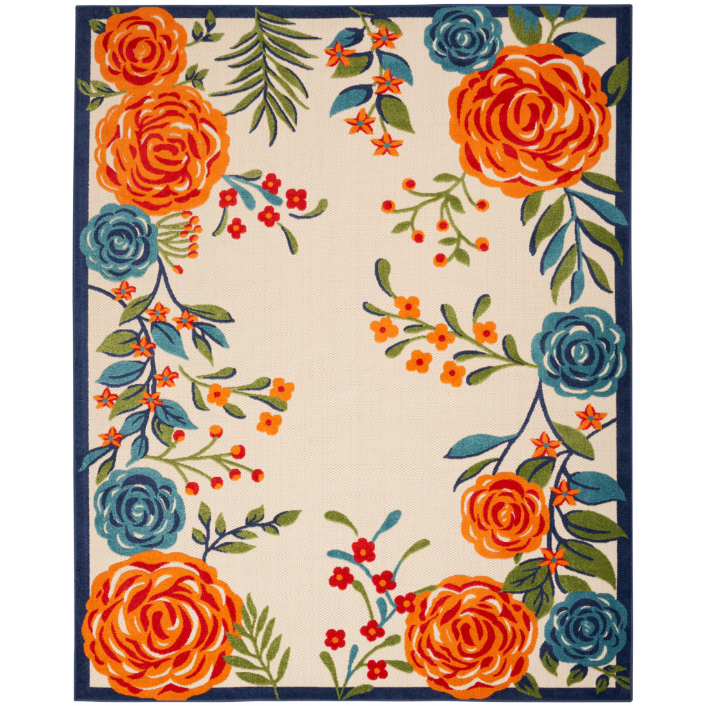 Nourison Home Aloha ALH32 Machine Made Multicolor Rectangle Area Rug - Stain Resistant Indoor & Outdoor Low Pile Rug with Colorful Floral Design-