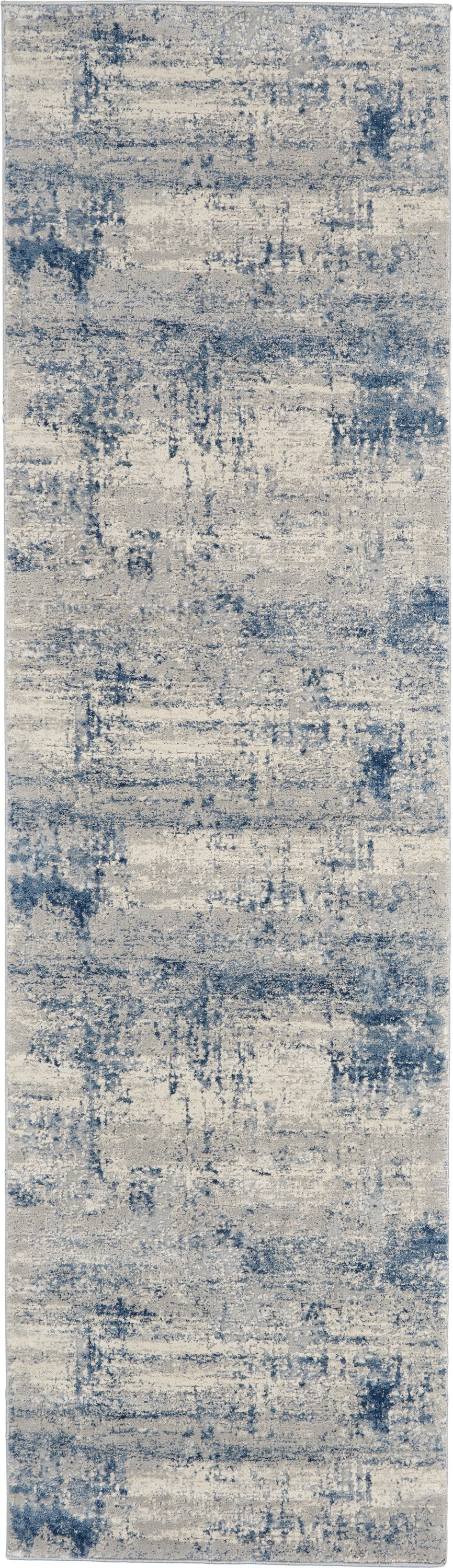 Nourison Home Rustic Textures RUS10 Ivory Blue Indoor Runner - Modern Power Loomed Machine Made Medium Pile