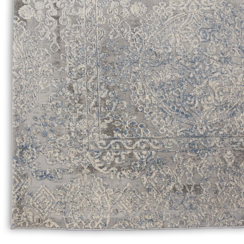 Nourison Home Rustic Textures RUS09 Ivory Light Blue Indoor Runner - Vintage Power Loomed Machine Made Medium Pile