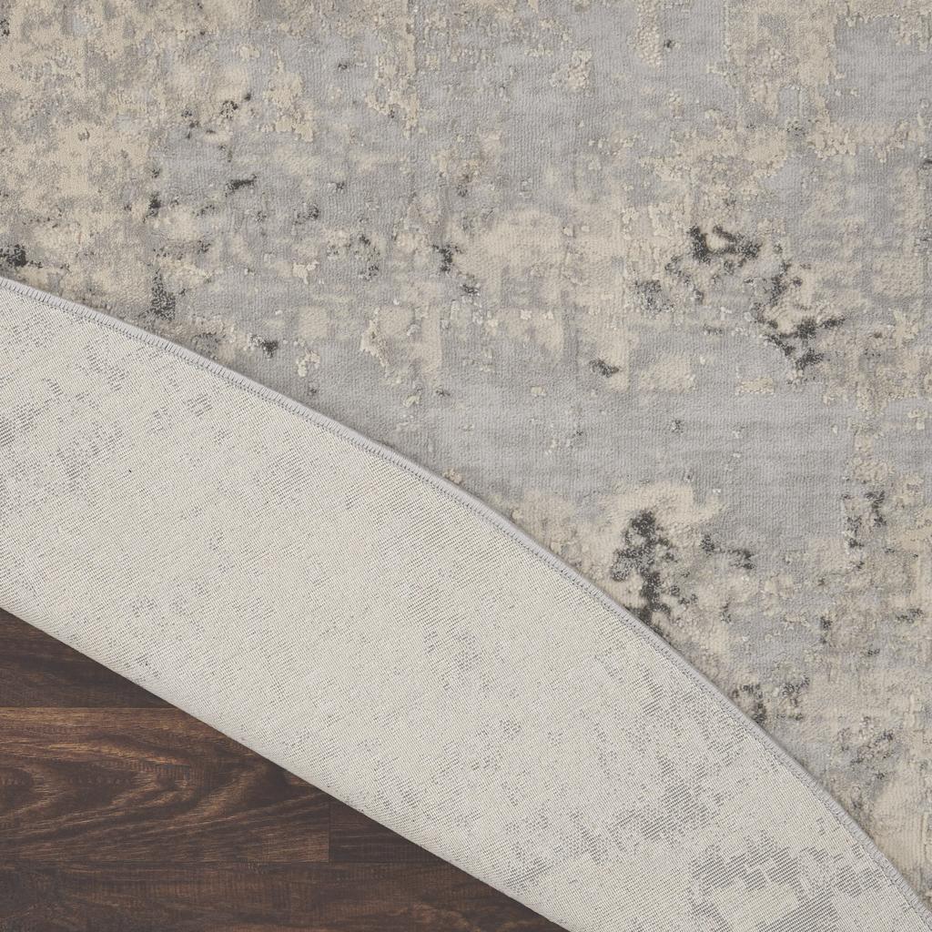 Nourison Home Rustic Textures RUS07 Grey Beige Indoor Round Area Rug - Modern Power Loomed Machine Made Medium Pile