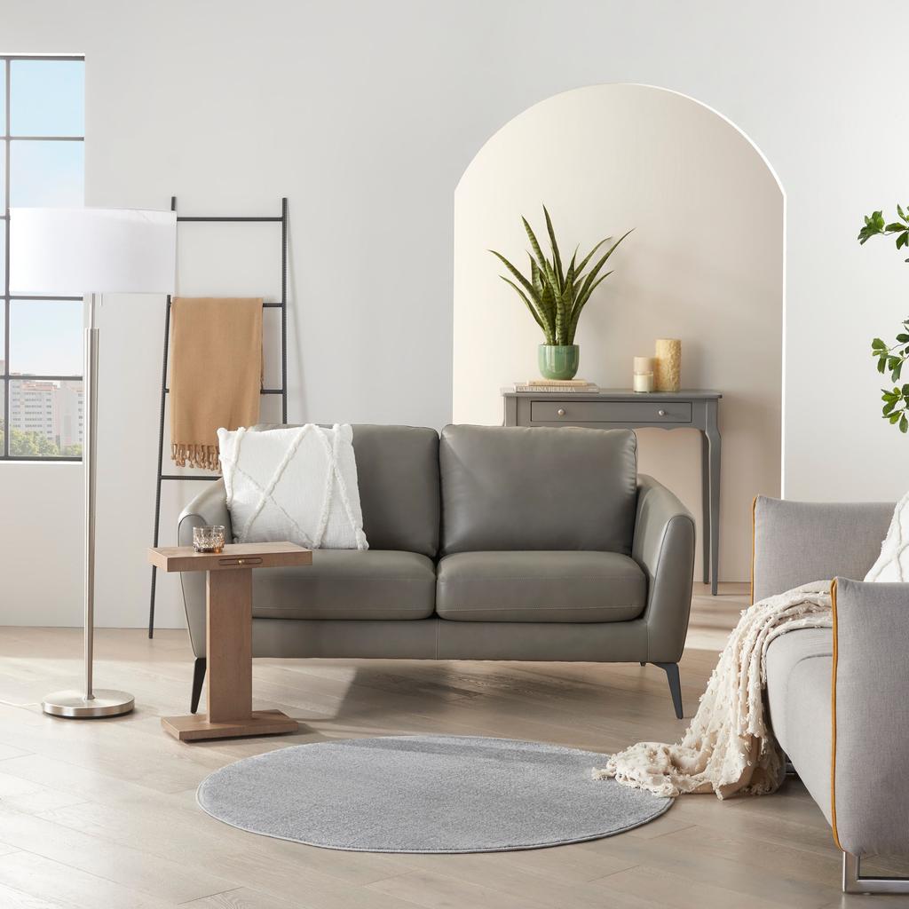 Nourison Home Nourison Essentials NRE01 Silver Grey Indoor/Outdoor Round Area Rug - Outdoor Power Loomed Machine Made Low Pile