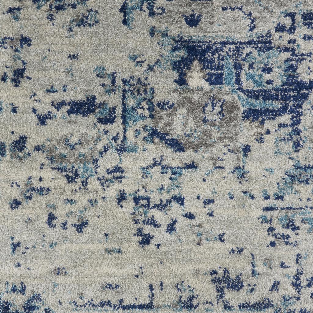 Nourison Home Tranquil TRA06 Navy Blue and White Ivory/Light Blue Indoor Runner - Vintage Power Loomed Machine Made Medium Pile