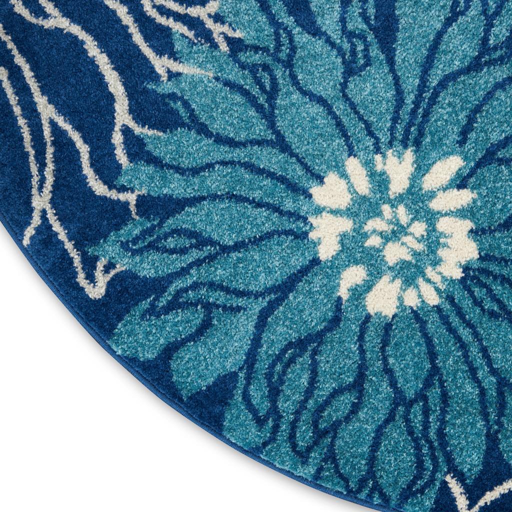 Nourison Home Passion PSN17 Navy Ivory Indoor Round Area Rug - Contemporary Power Loomed Machine Made Medium Pile