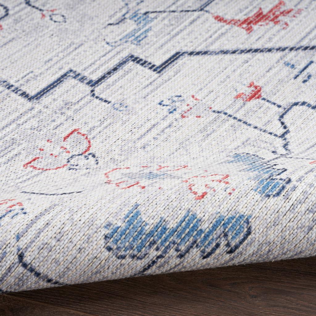 Nourison Home New Concept Washables SR110 Ivory Blue Indoor Rectangle Area Rug - Farmhouse Machine Woven Machine Made Low Pile