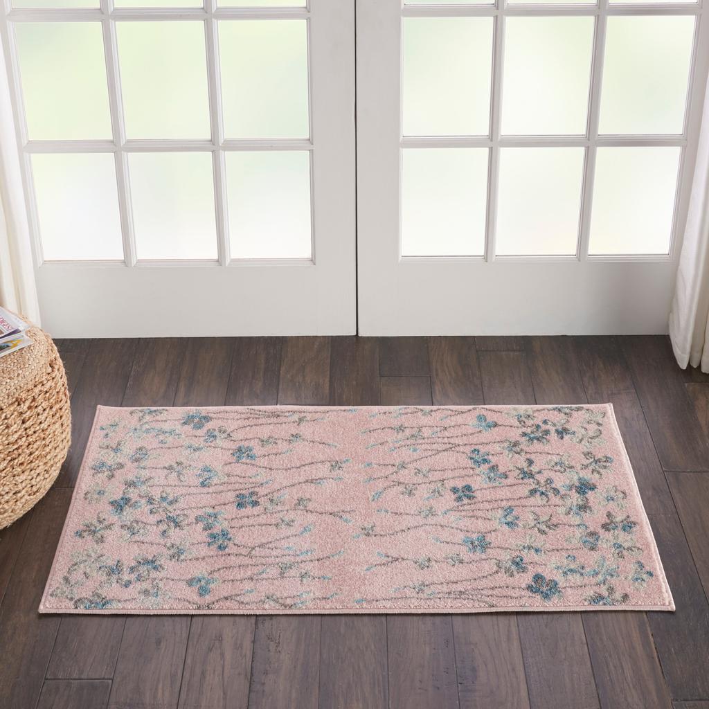 Nourison Home Tranquil TRA04 Pink Indoor Rectangle Area Rug - Contemporary Power Loomed Machine Made Medium Pile