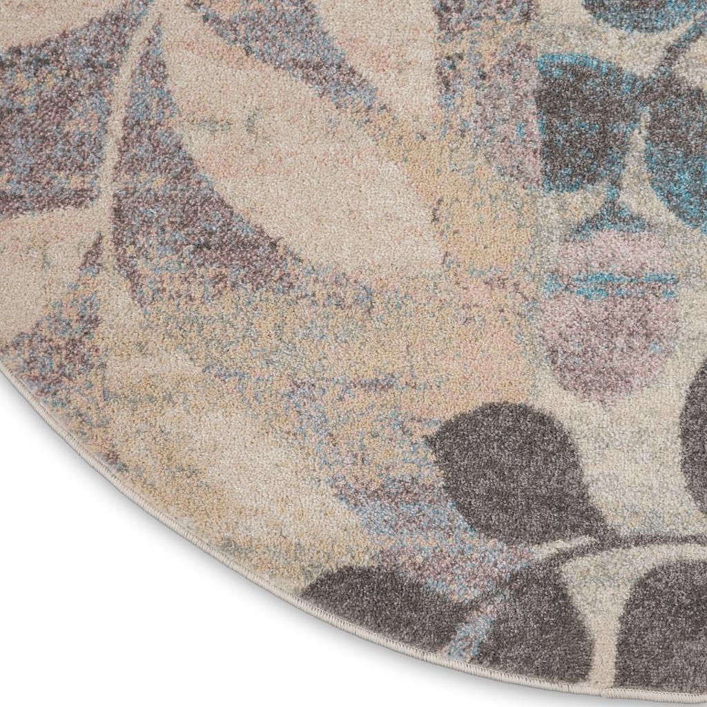 Nourison Home Tranquil TRA01 Ivory Blue Ivory/Light Blue Indoor Round Area Rug - Farmhouse Power Loomed Machine Made Medium Pile